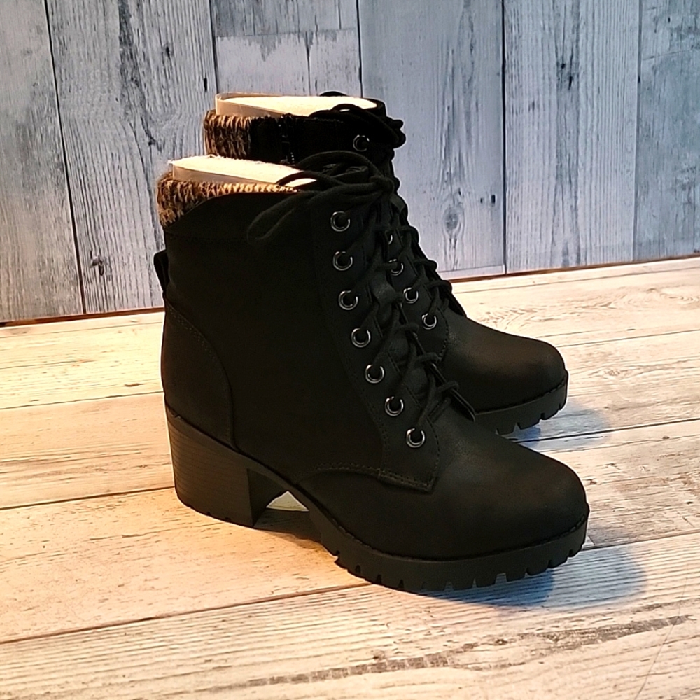 Chunky heel combat boot